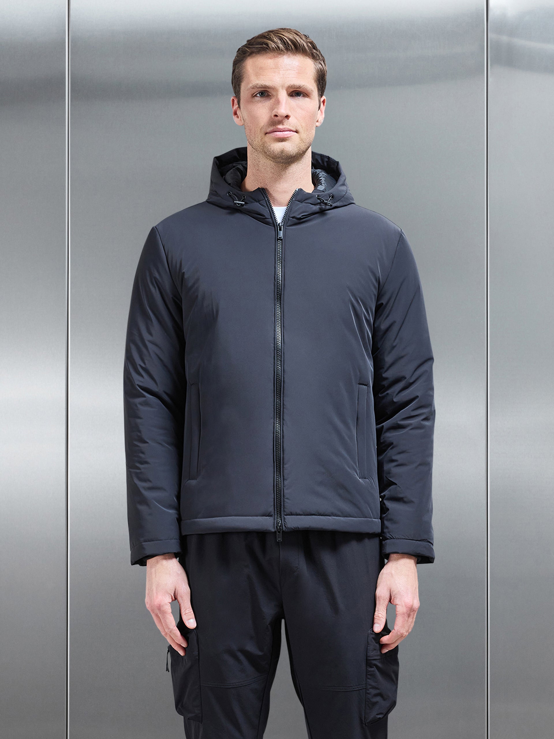 Padded Technical Shell Windbreaker in Black