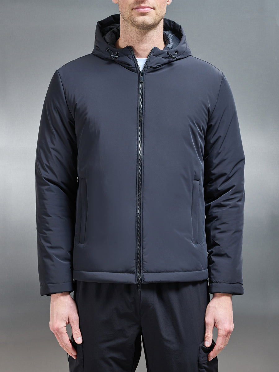 Padded Technical Shell Windbreaker in Black