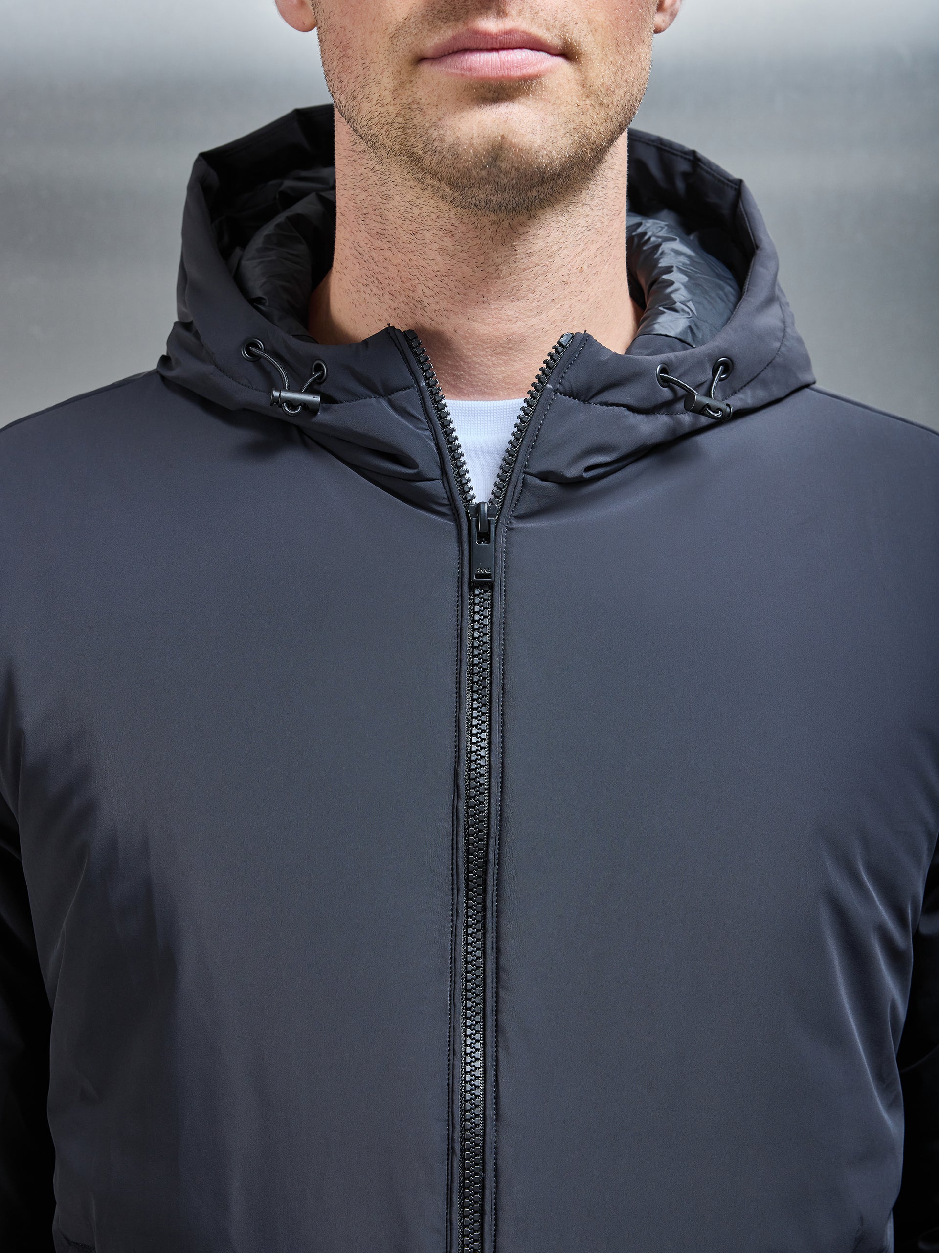 Padded Technical Shell Windbreaker in Black