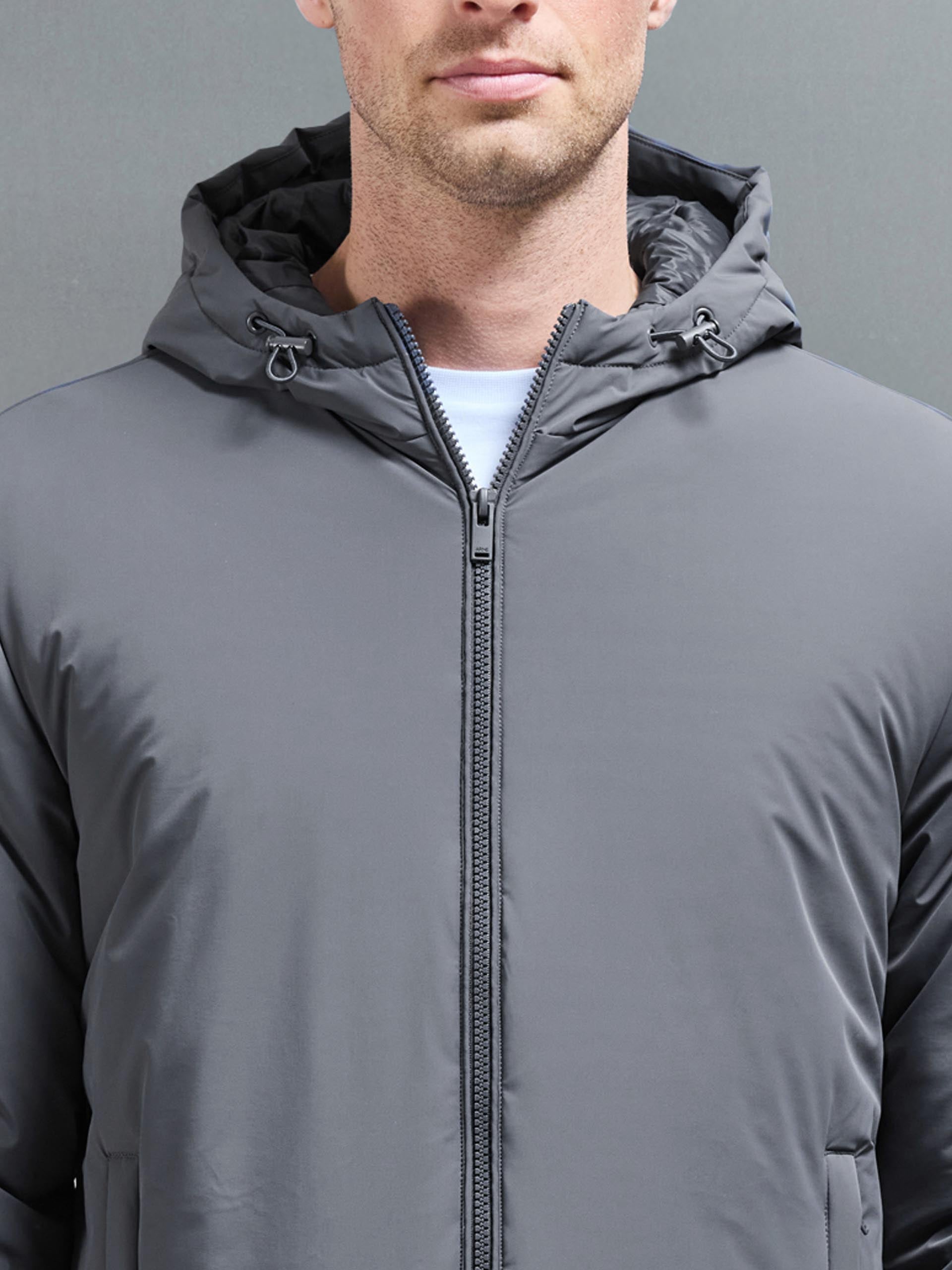 Padded Technical Shell Windbreaker in Grey
