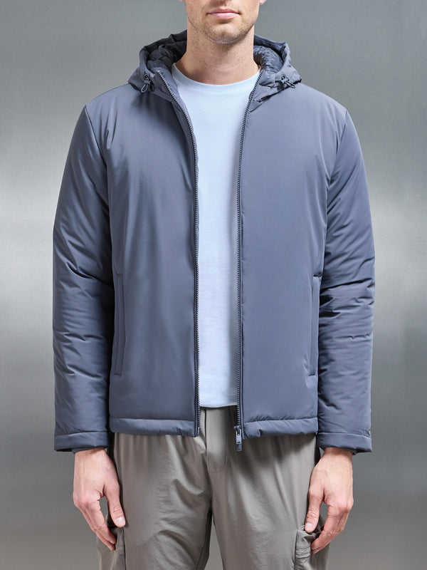 Padded Technical Shell Windbreaker in Grey