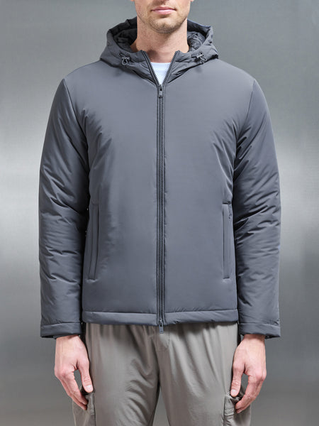 Padded Technical Shell Windbreaker in Grey