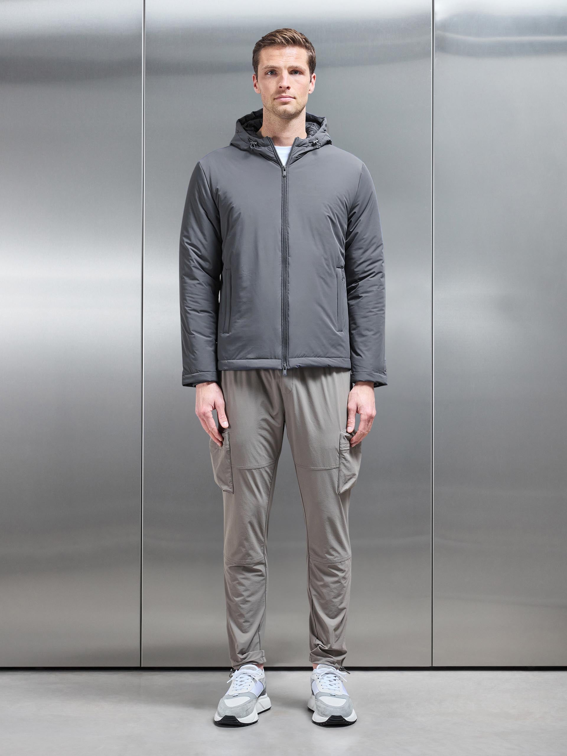 Padded Technical Shell Windbreaker in Grey