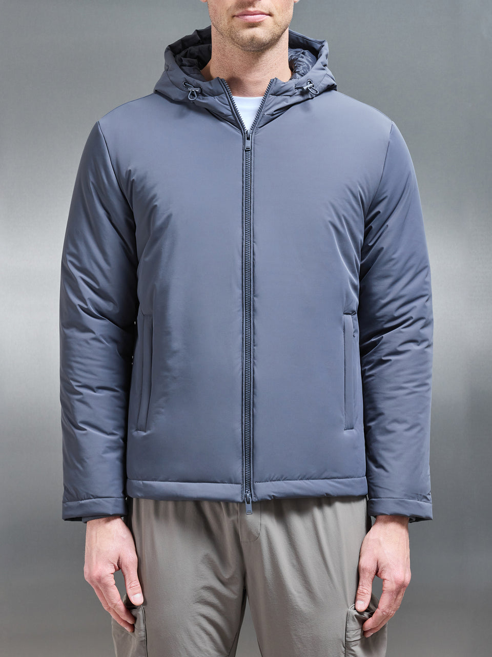 Padded Technical Shell Windbreaker in Grey