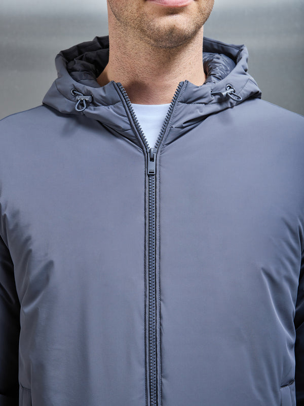 Padded Technical Shell Windbreaker in Grey