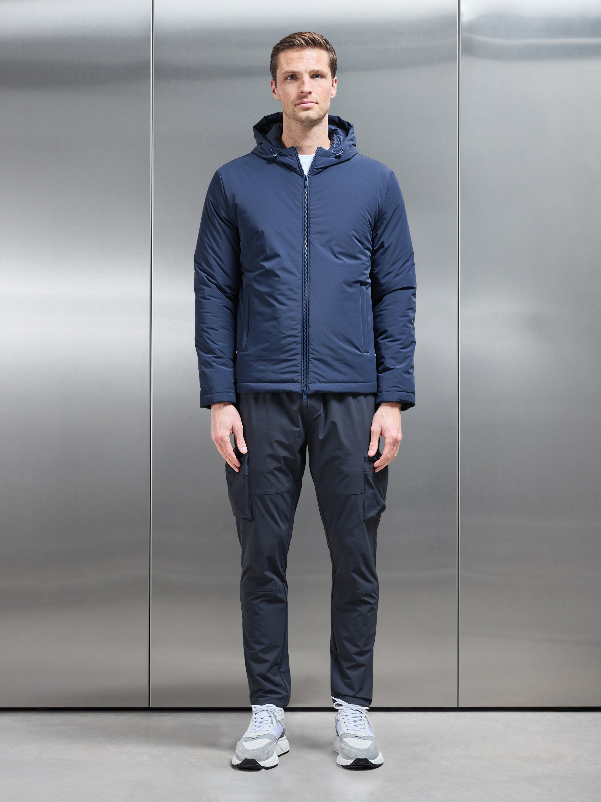 Padded Technical Shell Windbreaker in Navy