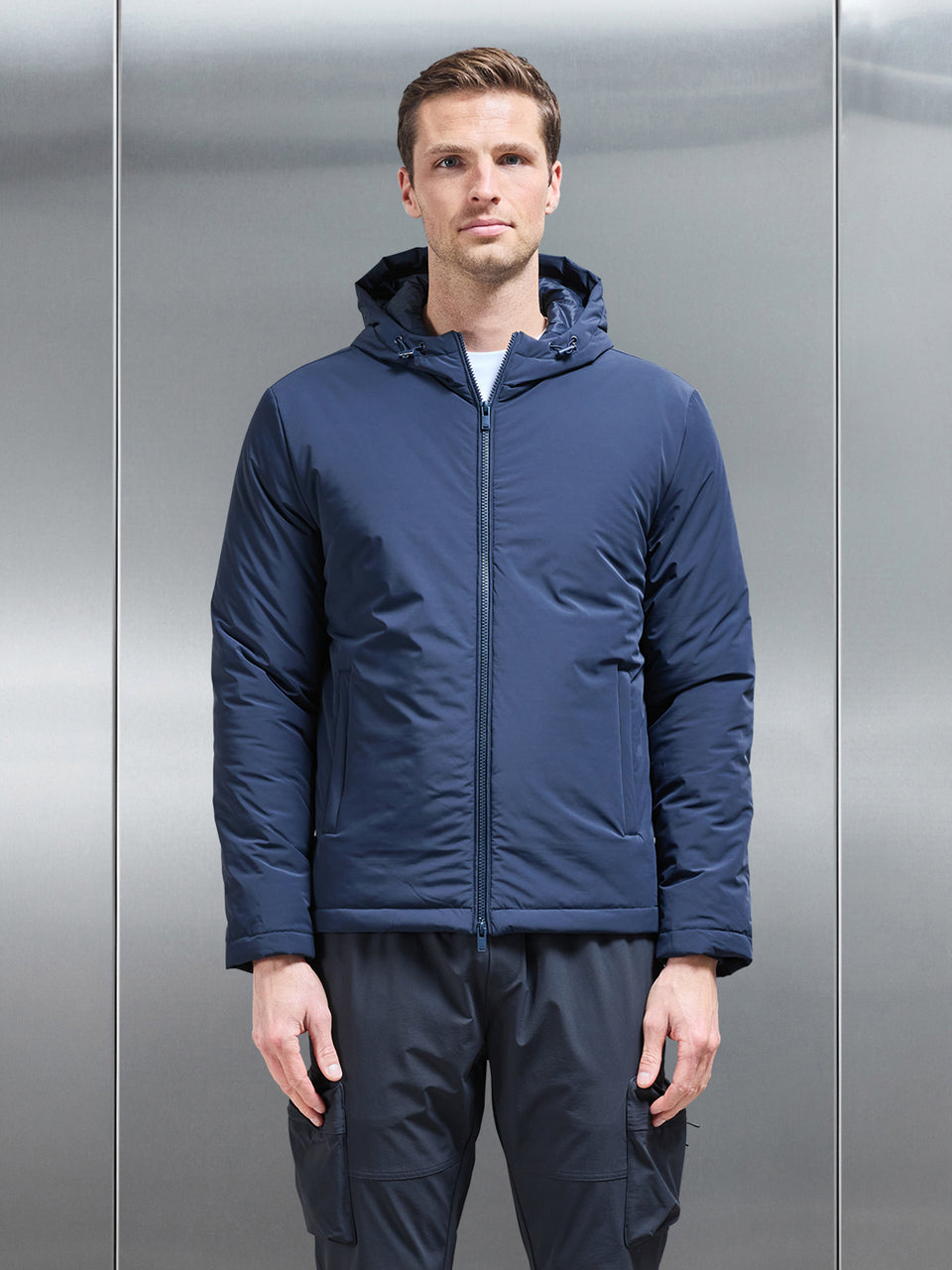 Padded Technical Shell Windbreaker in Navy