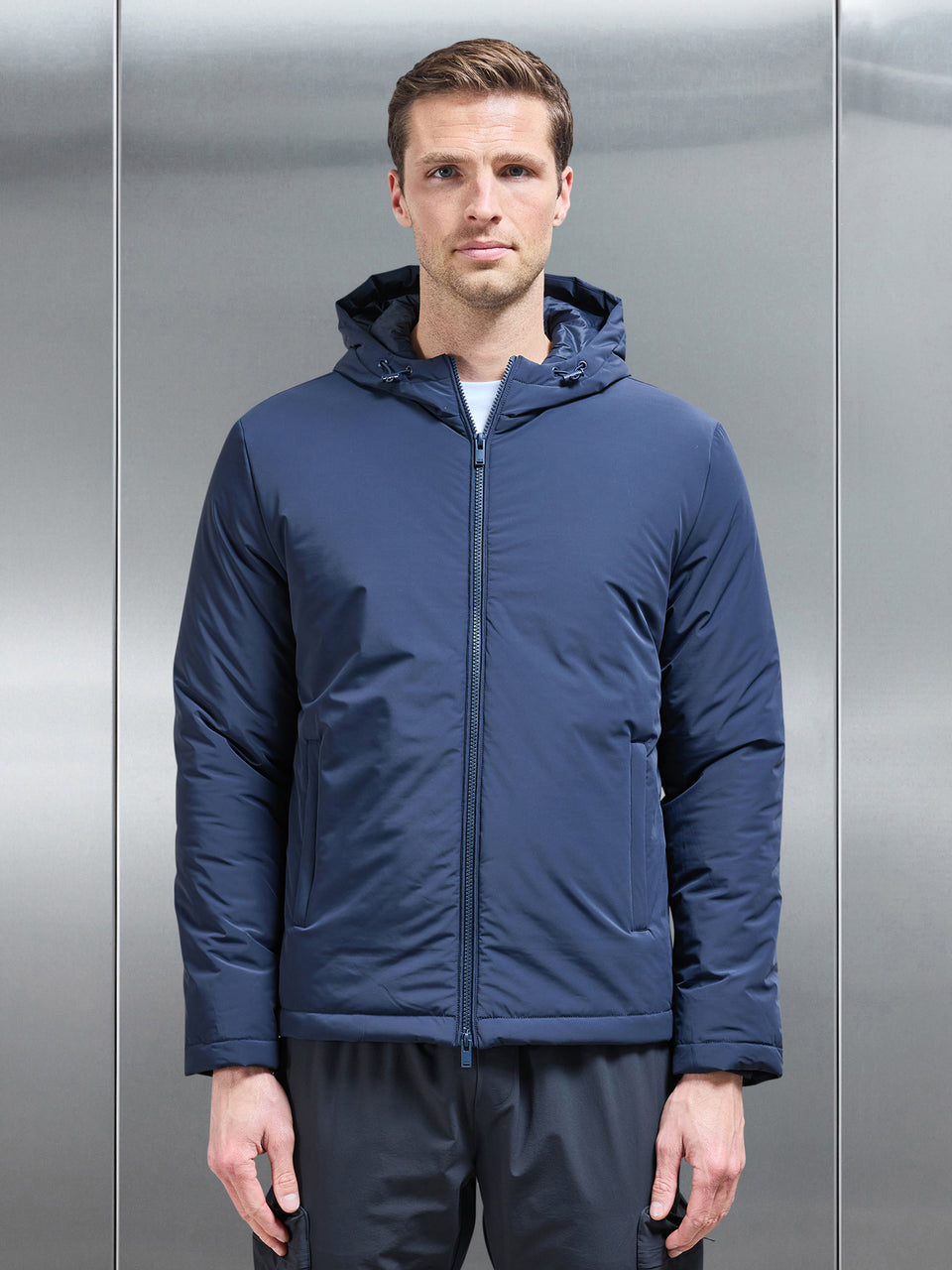 Padded Technical Shell Windbreaker in Navy
