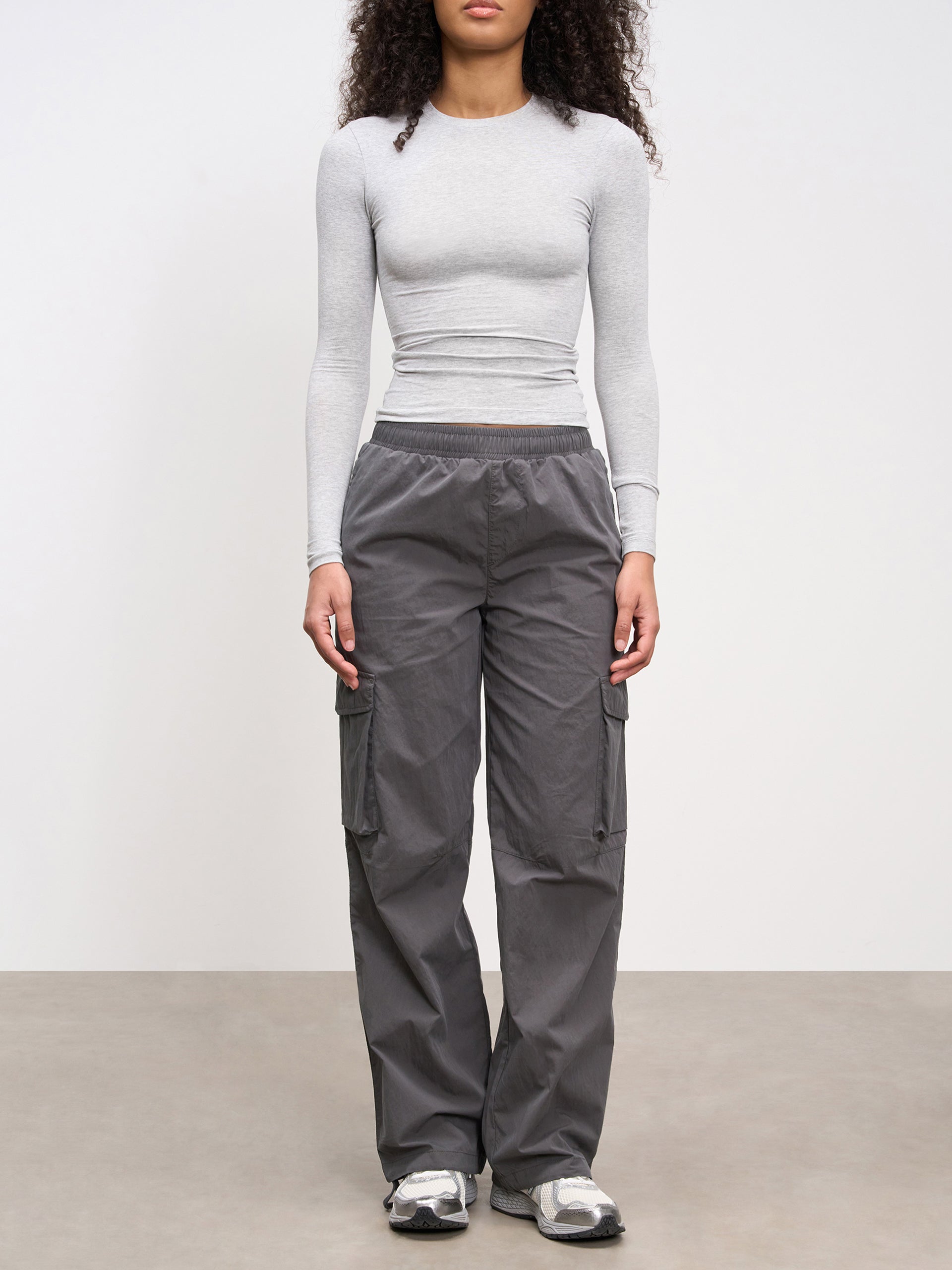 Womens Parachute Cargo Pant in Grey