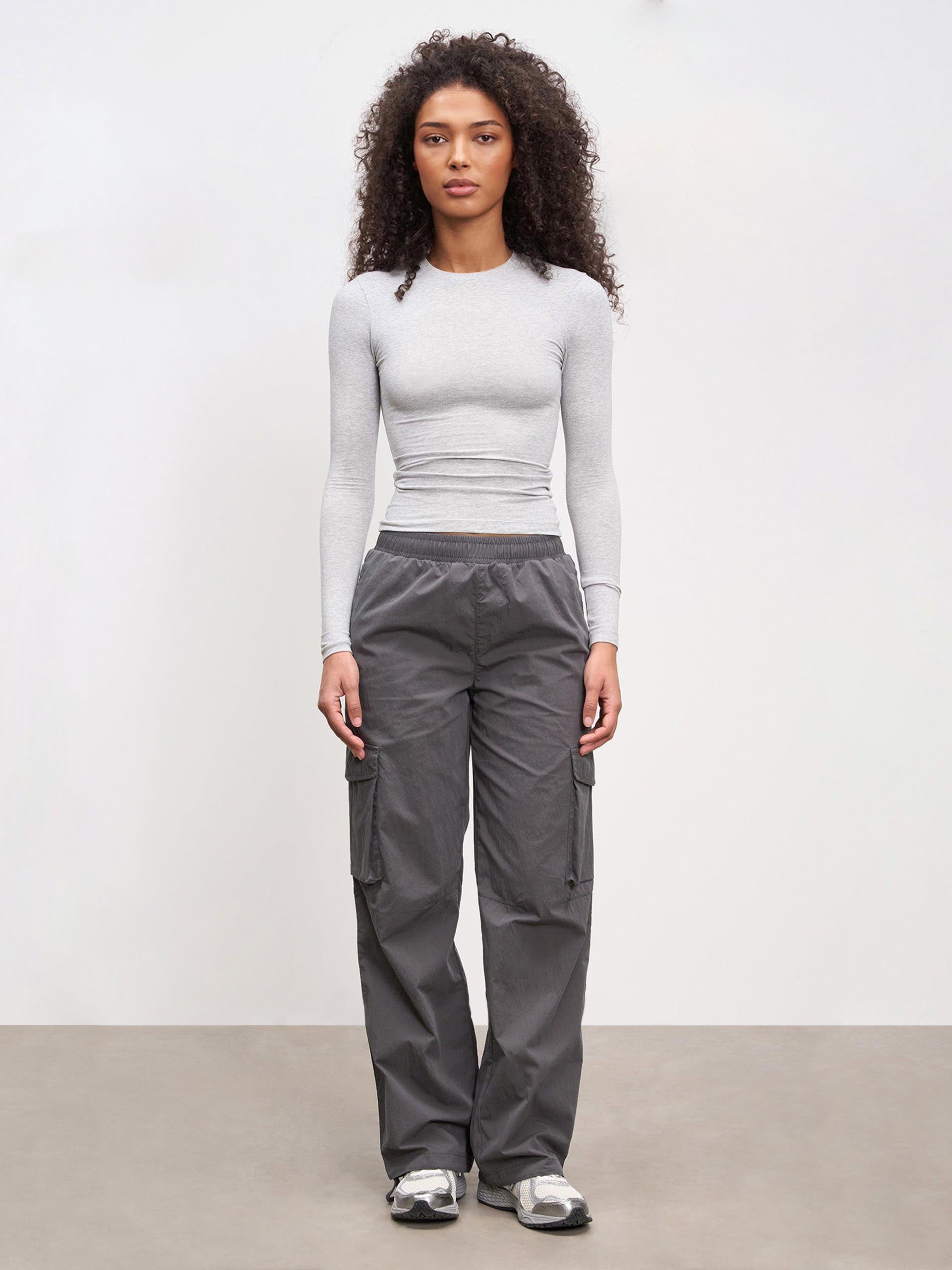 Womens Parachute Cargo Pant in Grey
