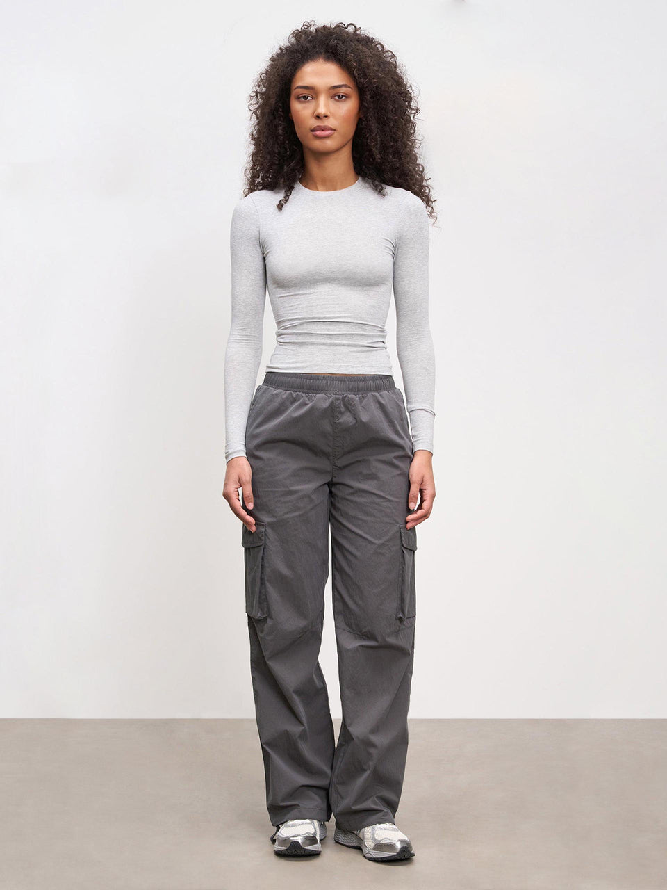 Womens Parachute Cargo Pant in Grey