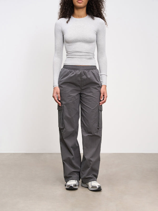 Womens Parachute Cargo Pant in Grey