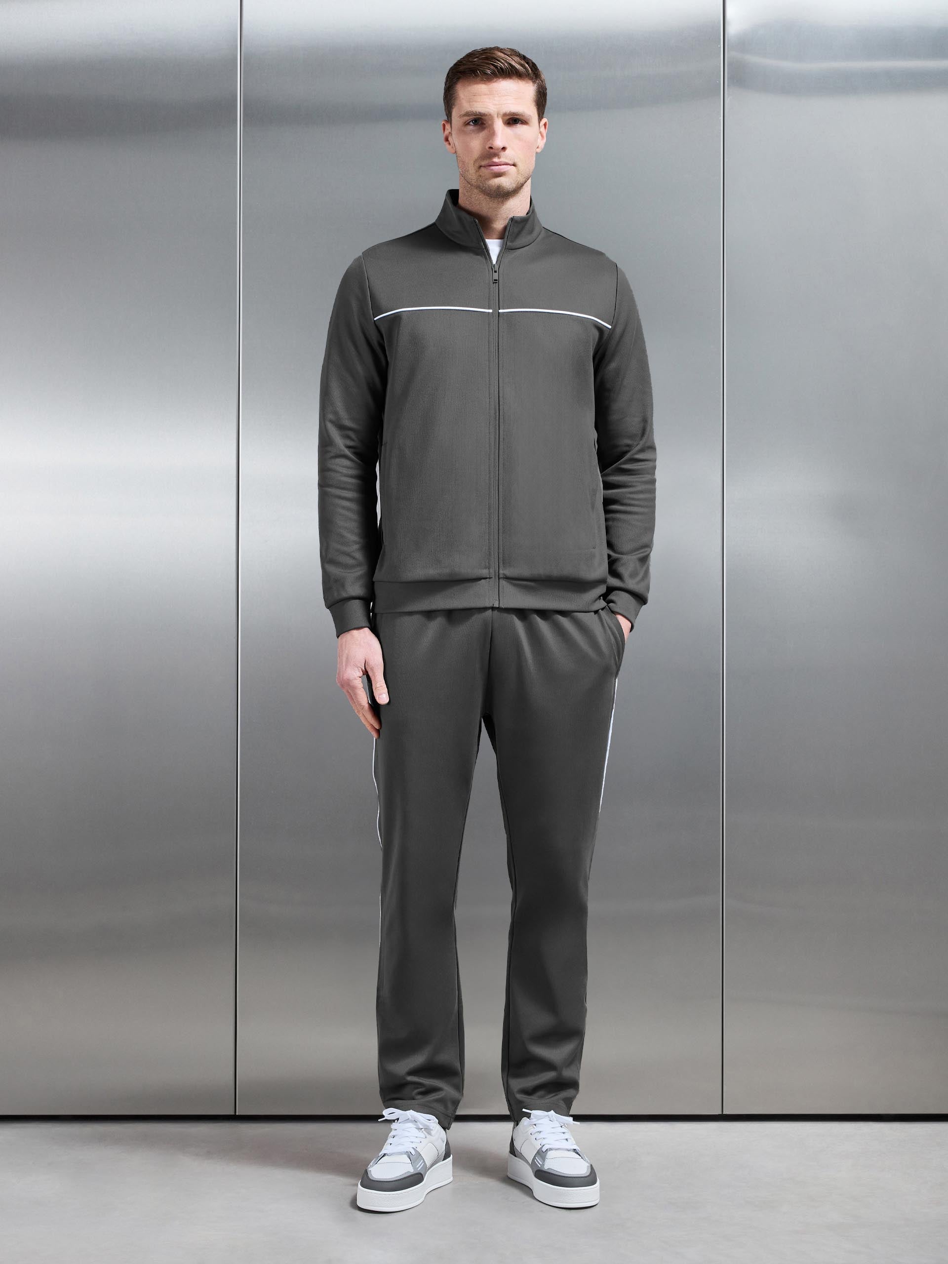 Piping Track Jacket in Grey