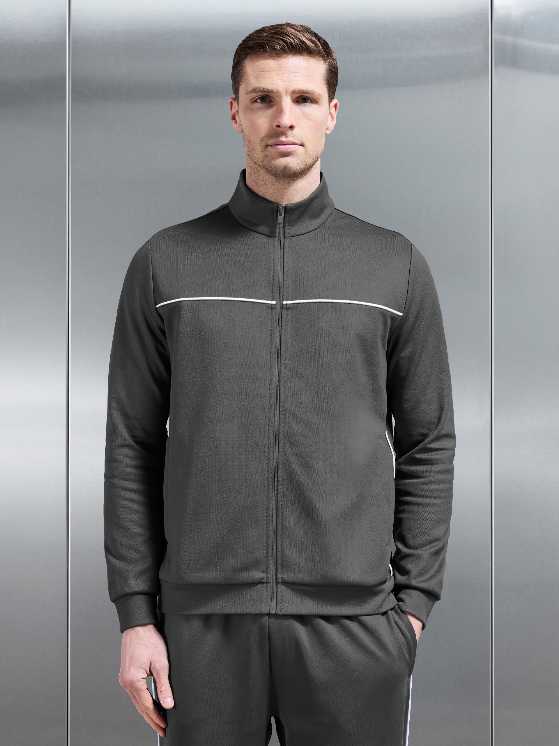 Piping Track Jacket in Grey