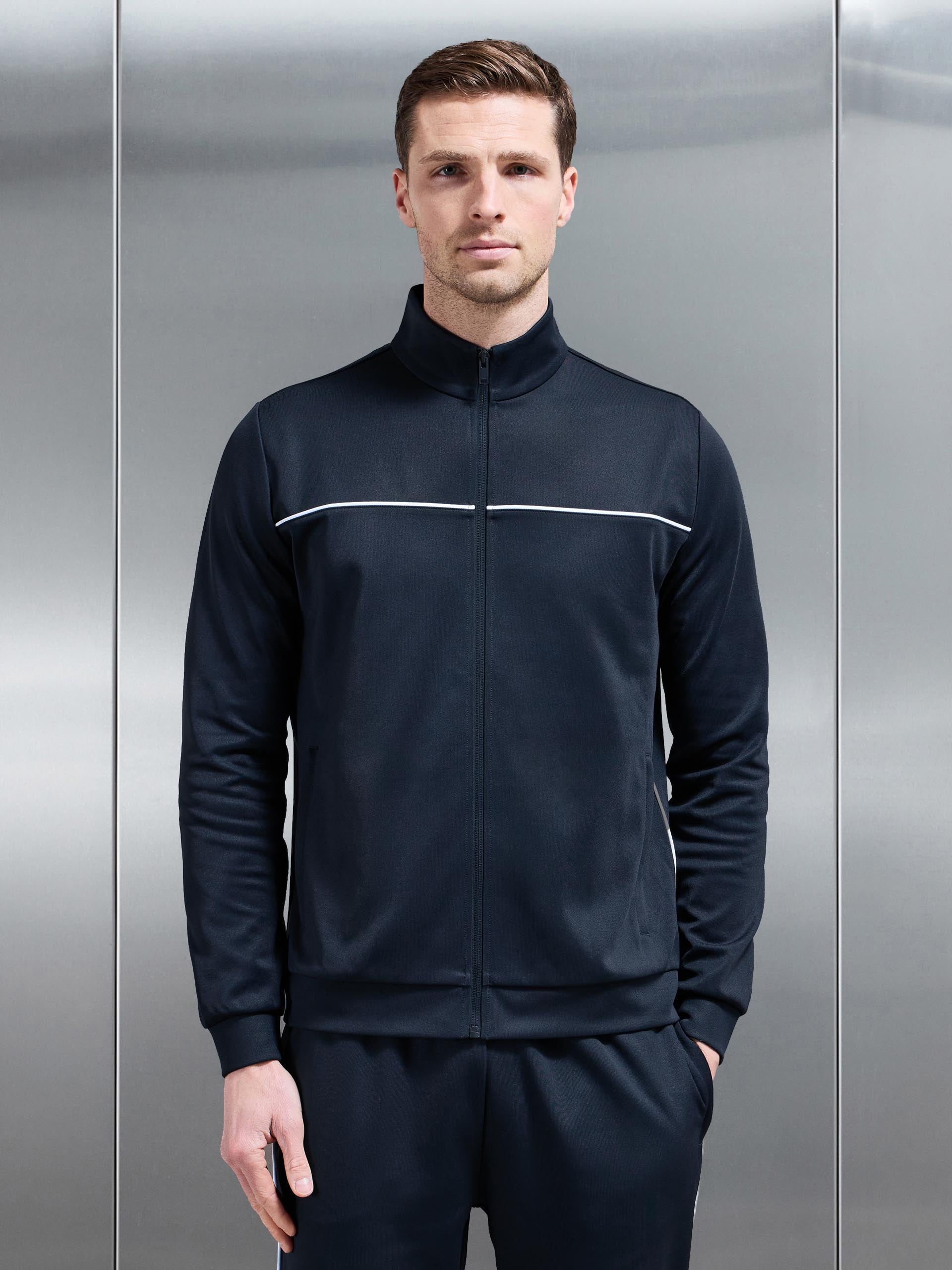 Piping Track Jacket in Navy