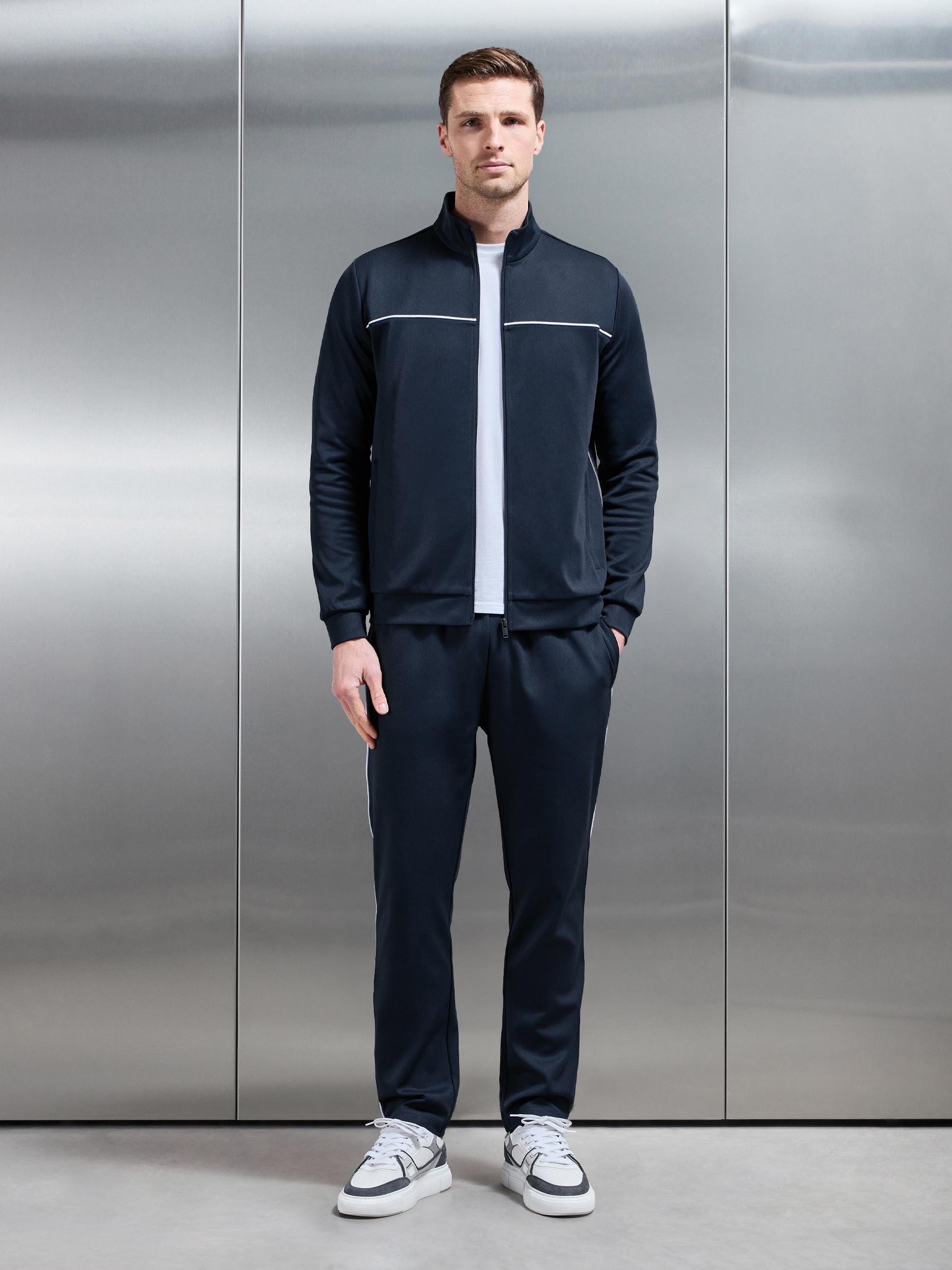 Piping Track Jacket in Navy