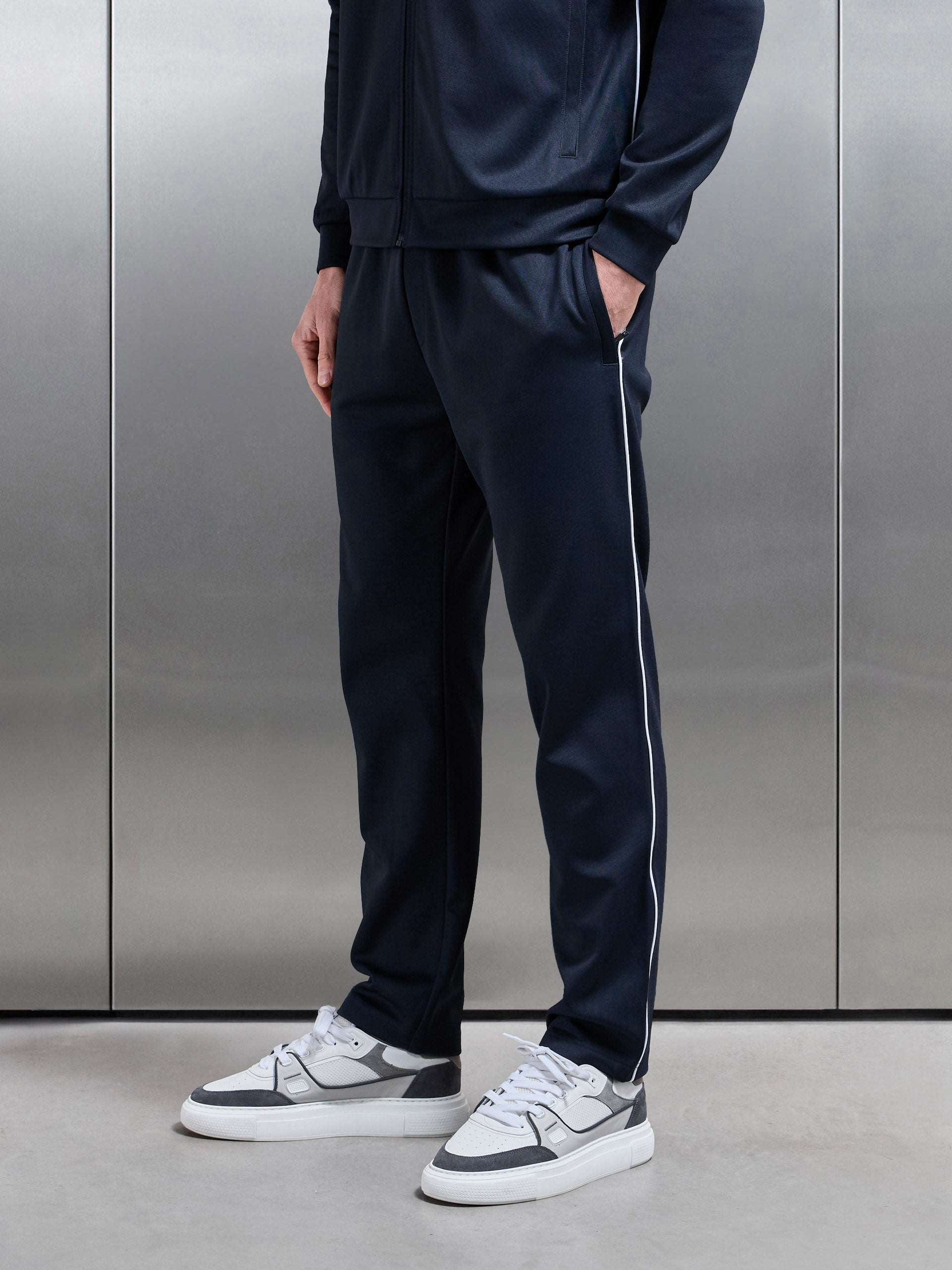 Piping Track Pant in Navy