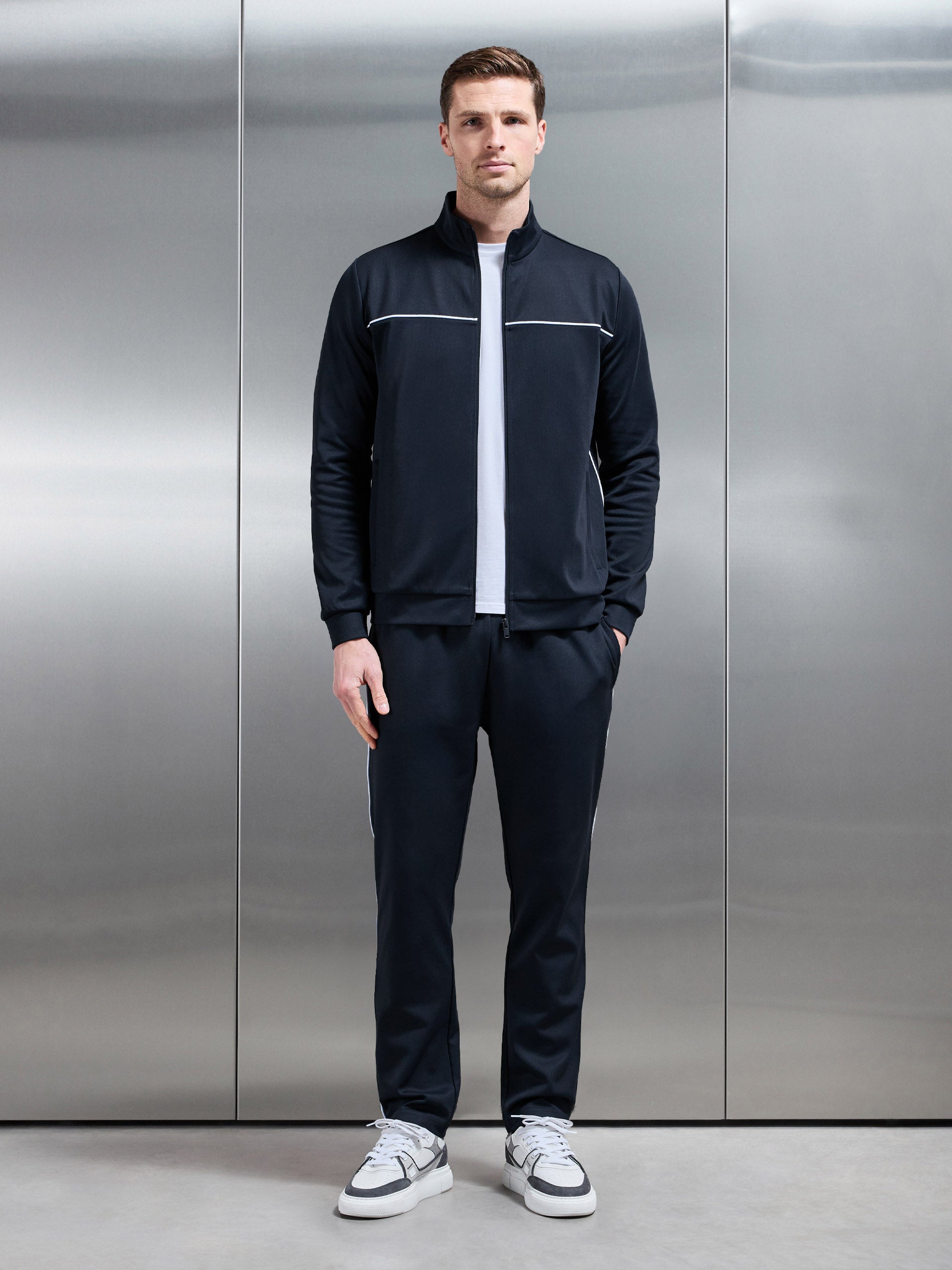 Piping Track Pant in Navy