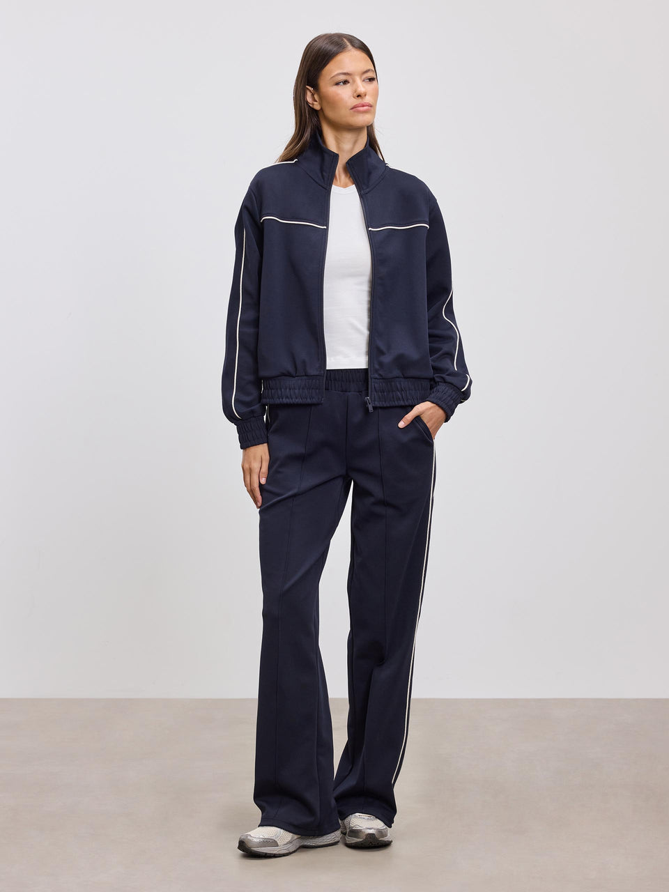 Womens Piping Track Jacket in Navy