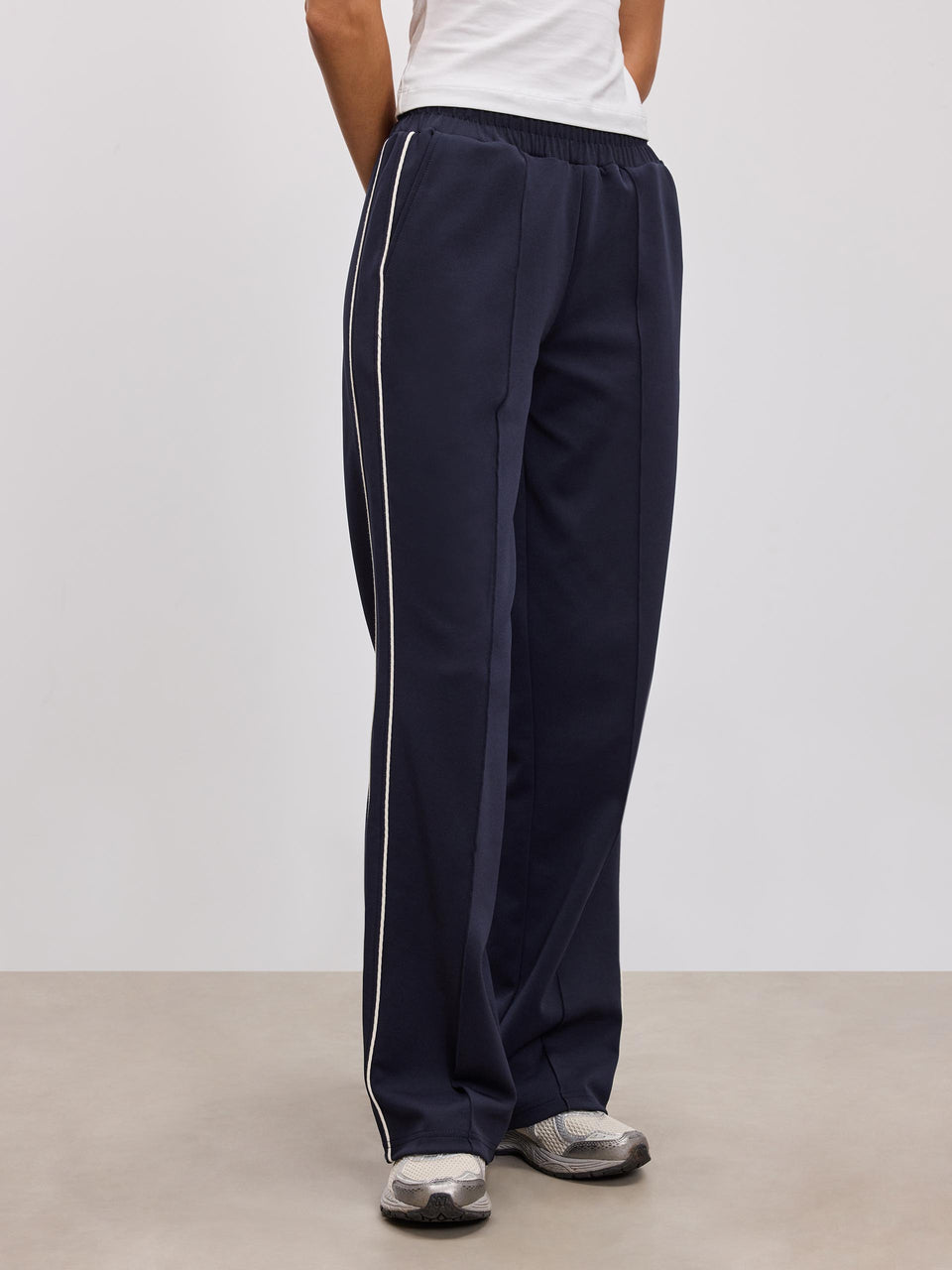 Womens Piping Track Pant in Navy