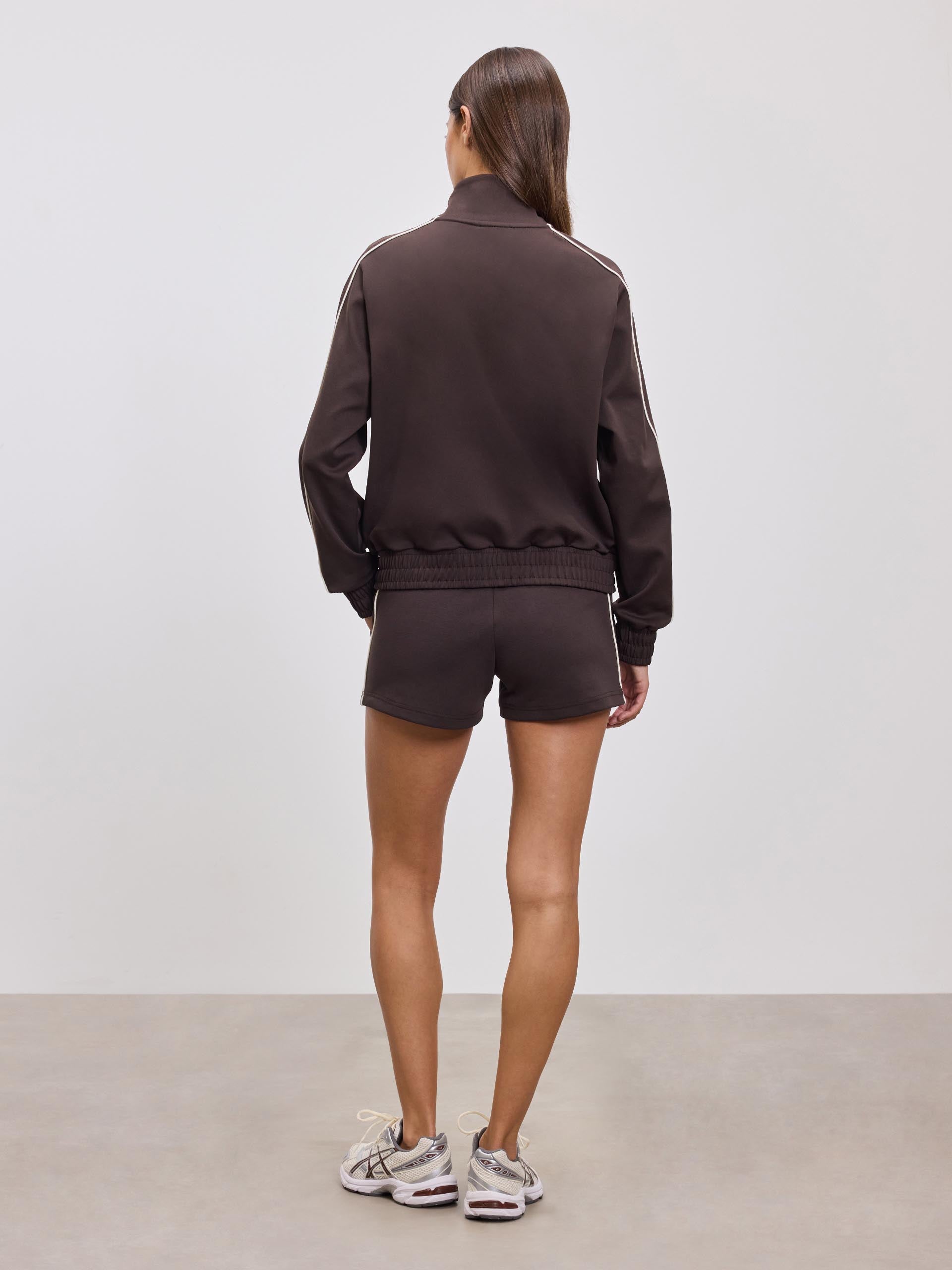 Womens Piping Track Short in Brown