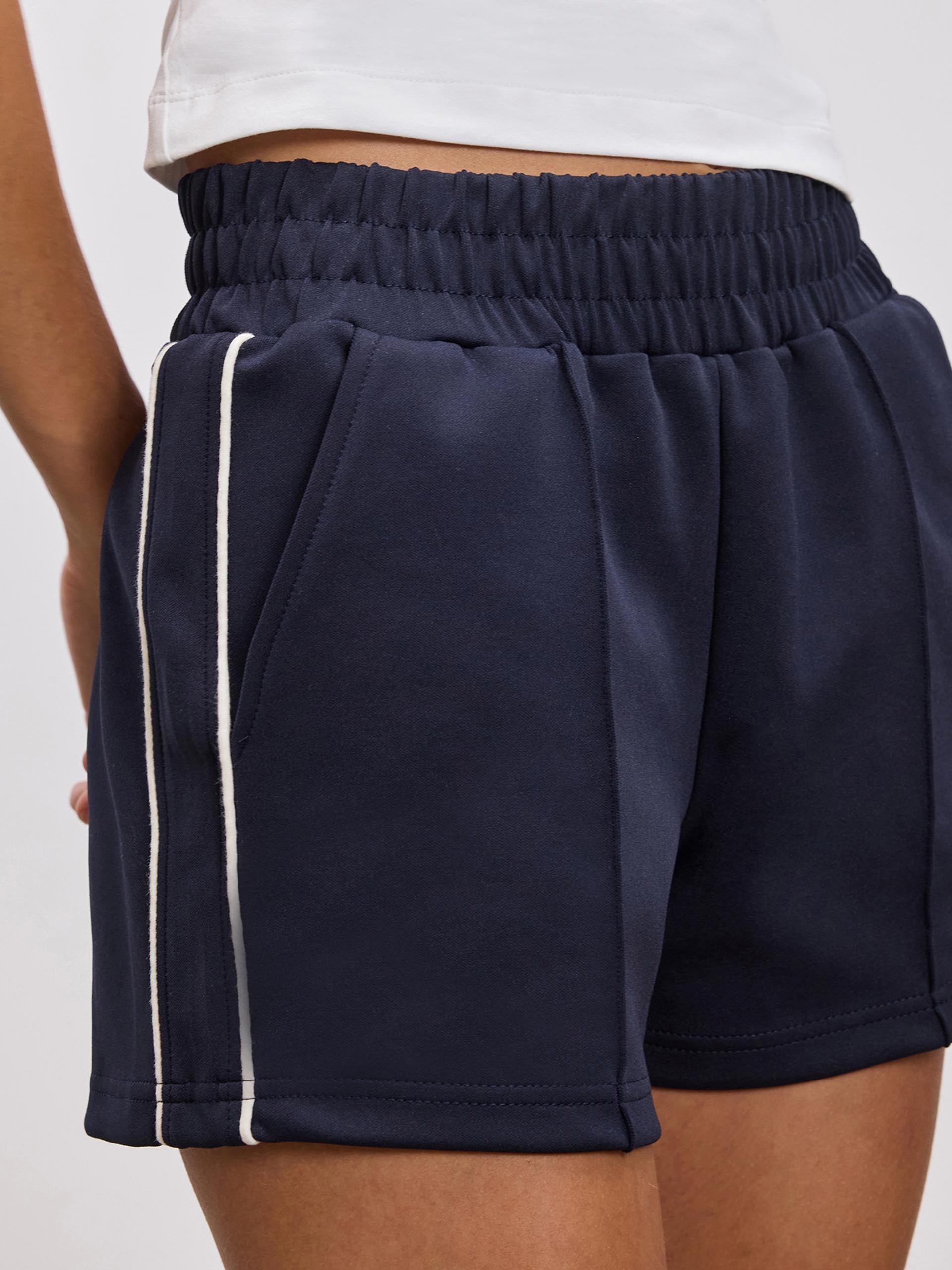 Womens Piping Track Short in Navy