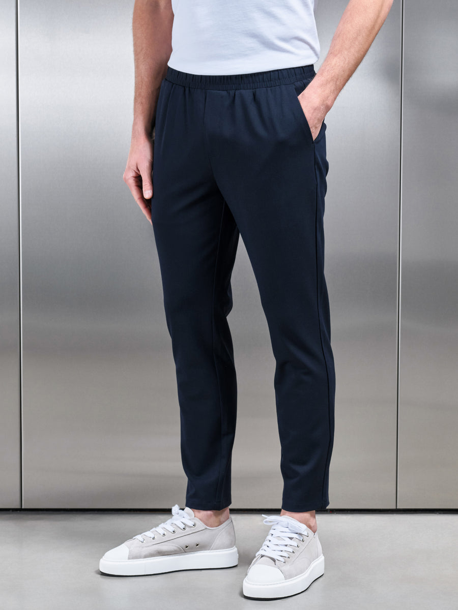 Pleated Drawstring Tailored Trouser in Navy