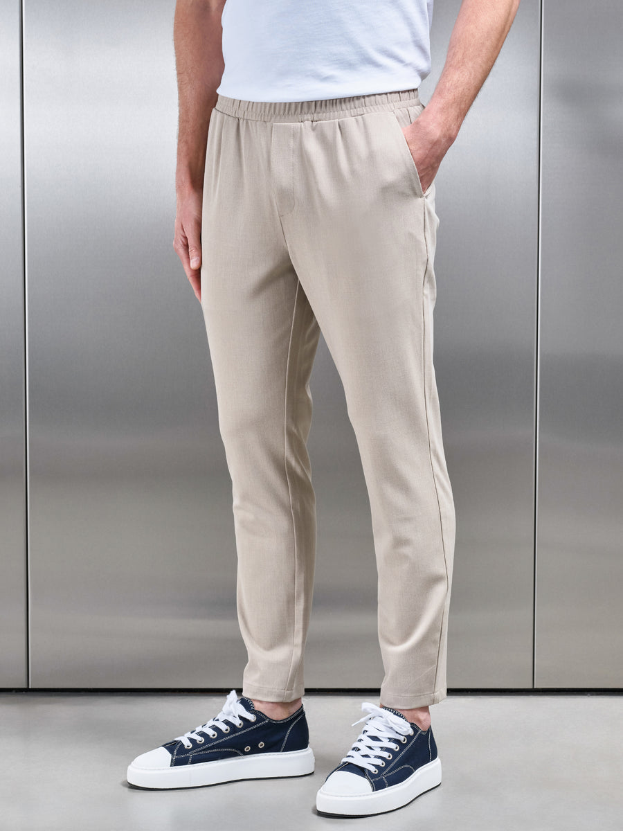 Pleated Drawstring Tailored Trouser in Stone