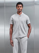 Pleated Revere Collar Shirt in Stone
