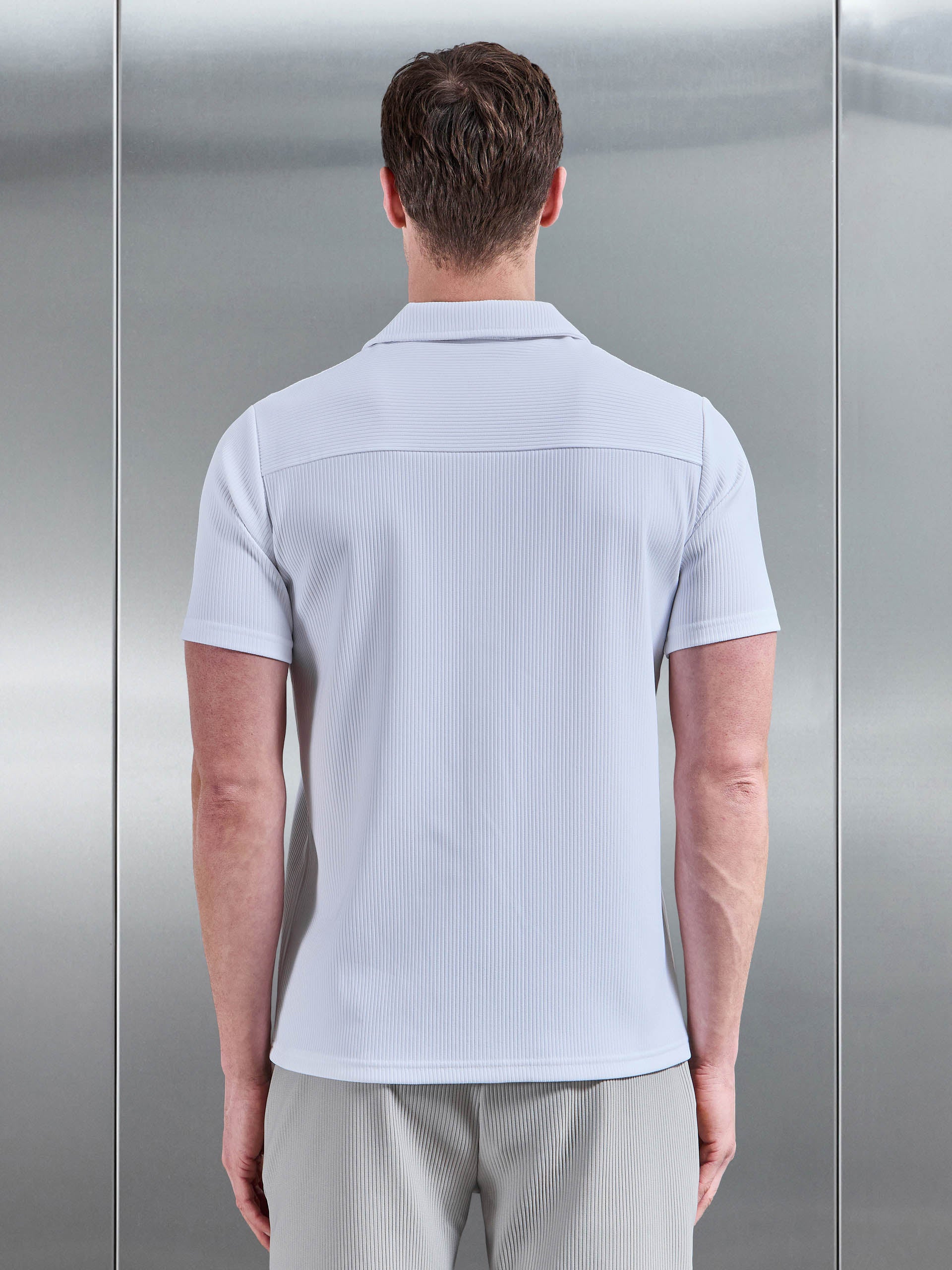 Pleated Revere Collar Shirt in White