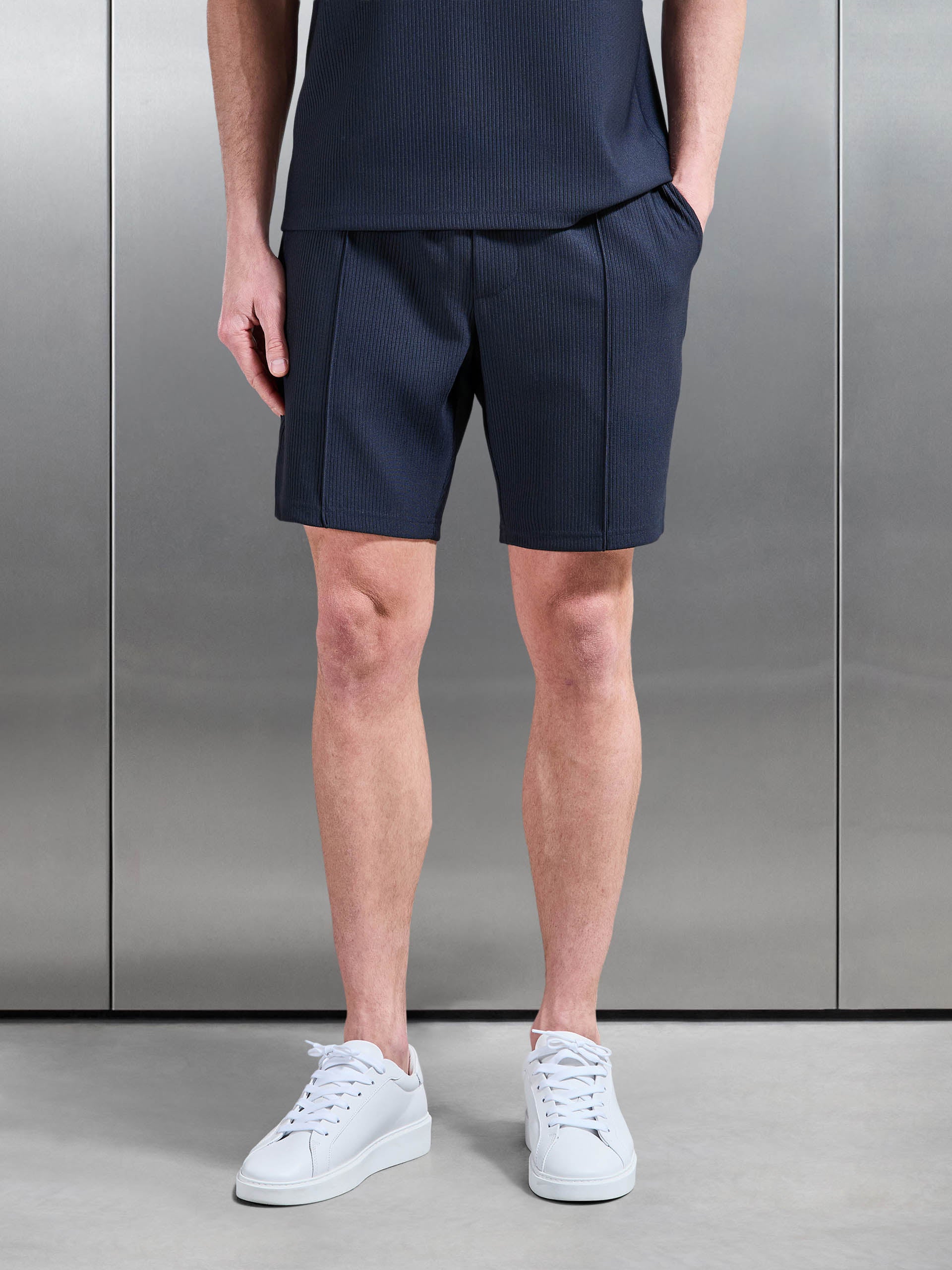 Pleated Short in Navy