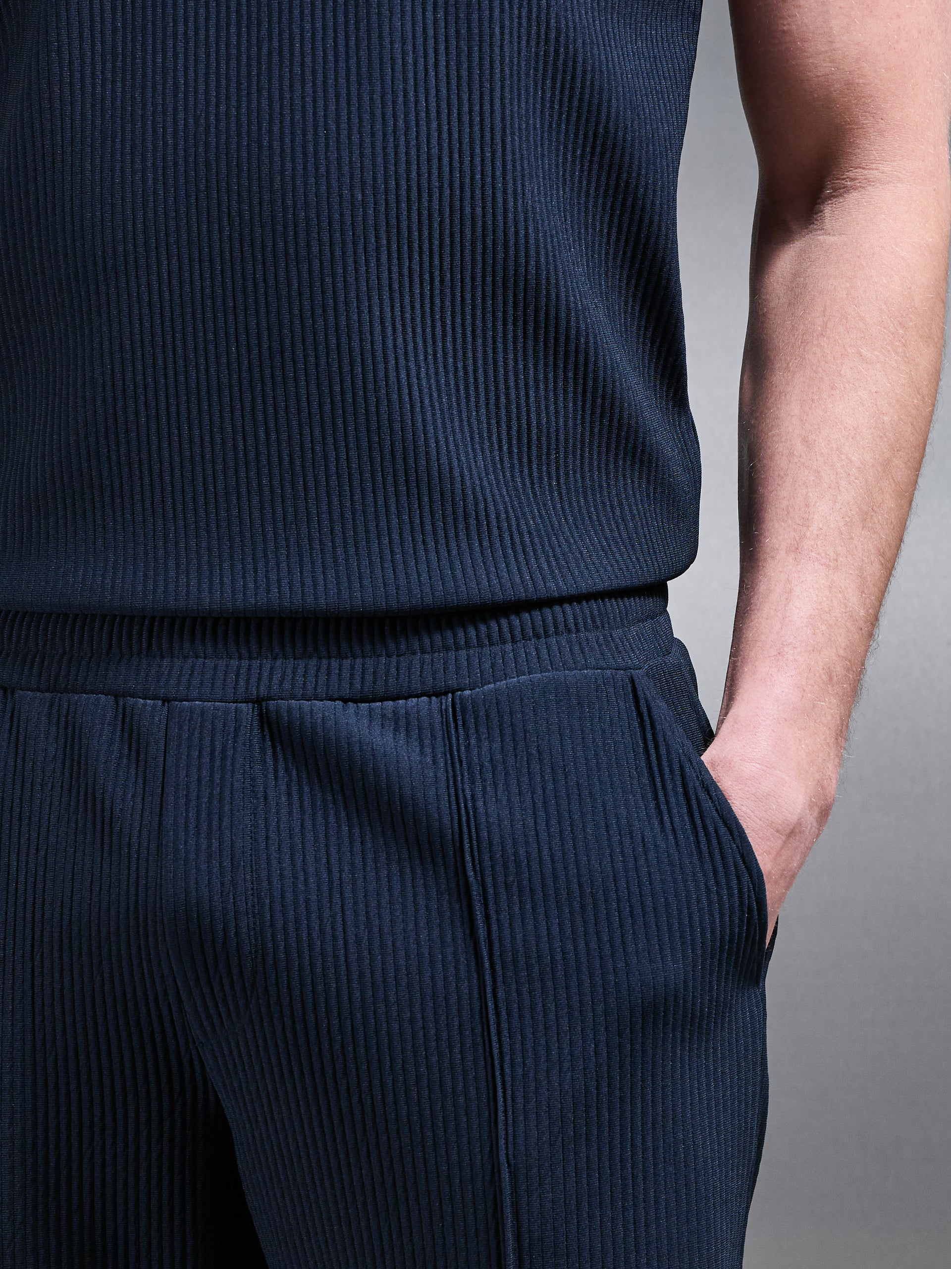 Pleated Short in Navy