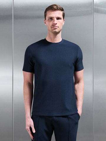 Pleated T-Shirt in Navy