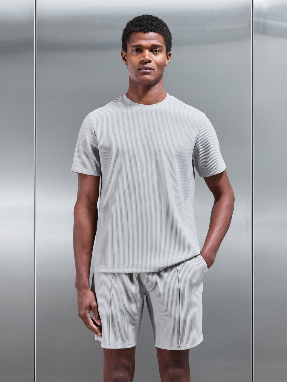 Pleated T-Shirt in Stone