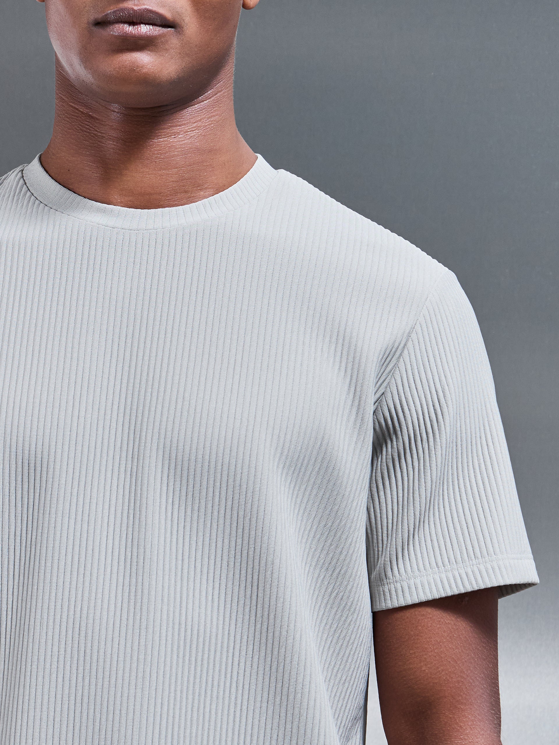 Pleated T-Shirt in Stone
