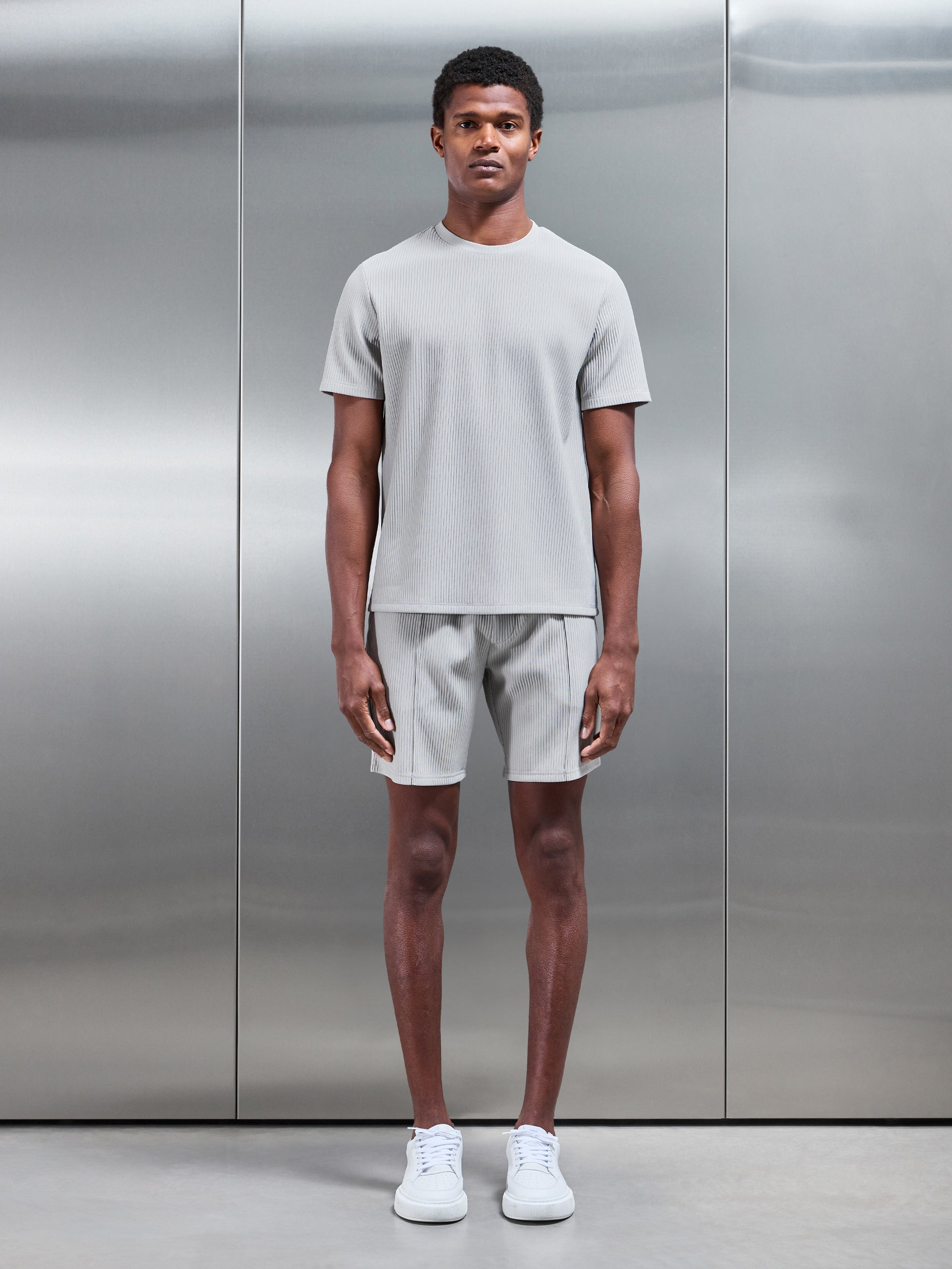 Pleated T-Shirt in Stone