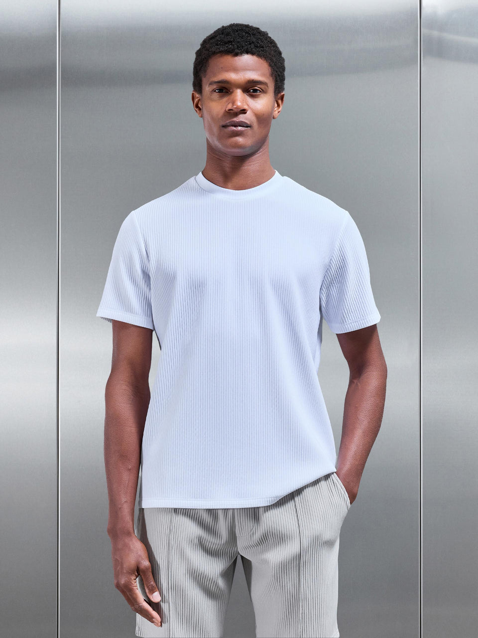 Pleated T-Shirt in White