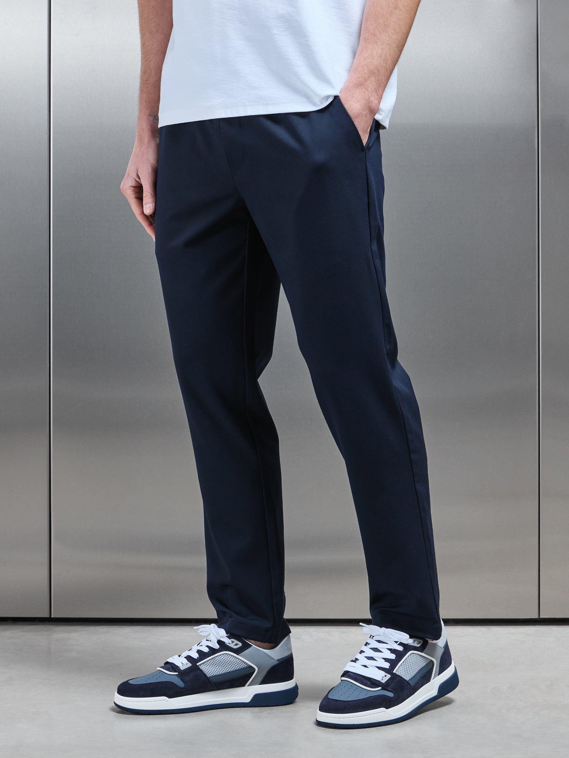 Essential Drawstring Relaxed Trouser in Navy