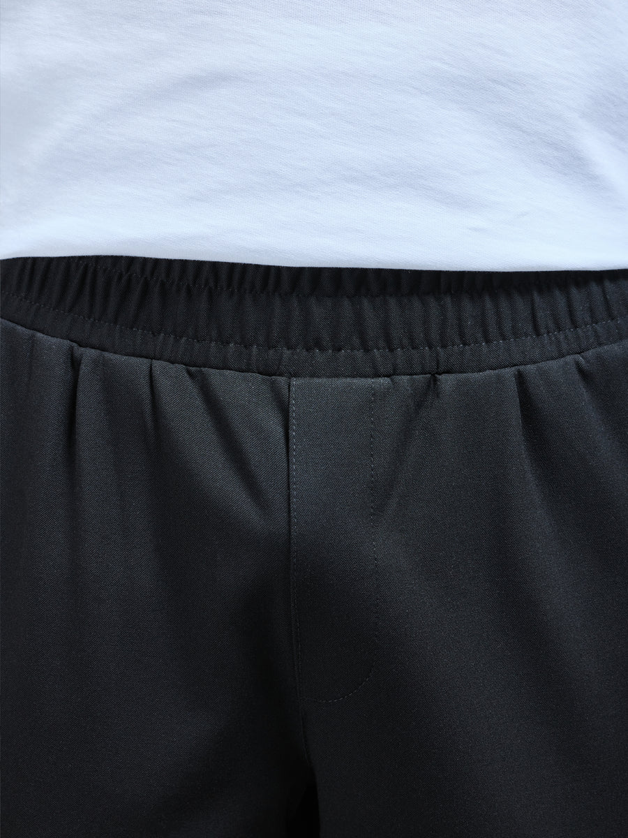 Pleated Drawstring Relaxed Trouser in Black