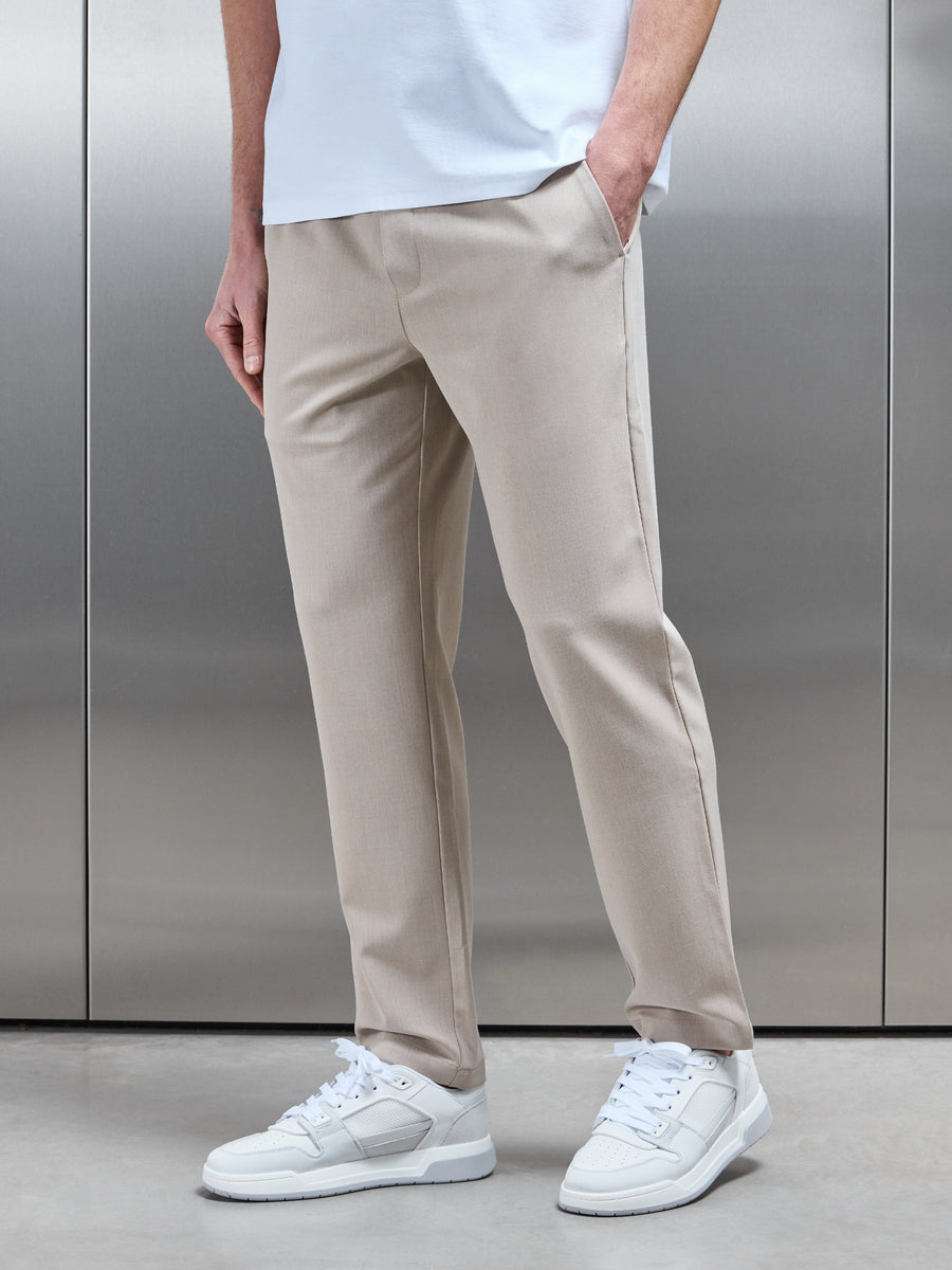 Pleated Drawstring Relaxed Trouser in Stone