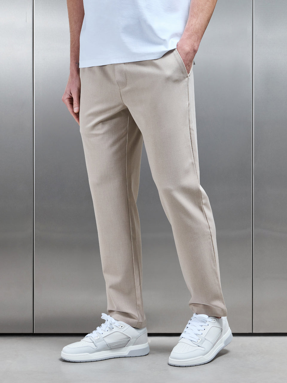 Essential Drawstring Relaxed Trouser in Stone