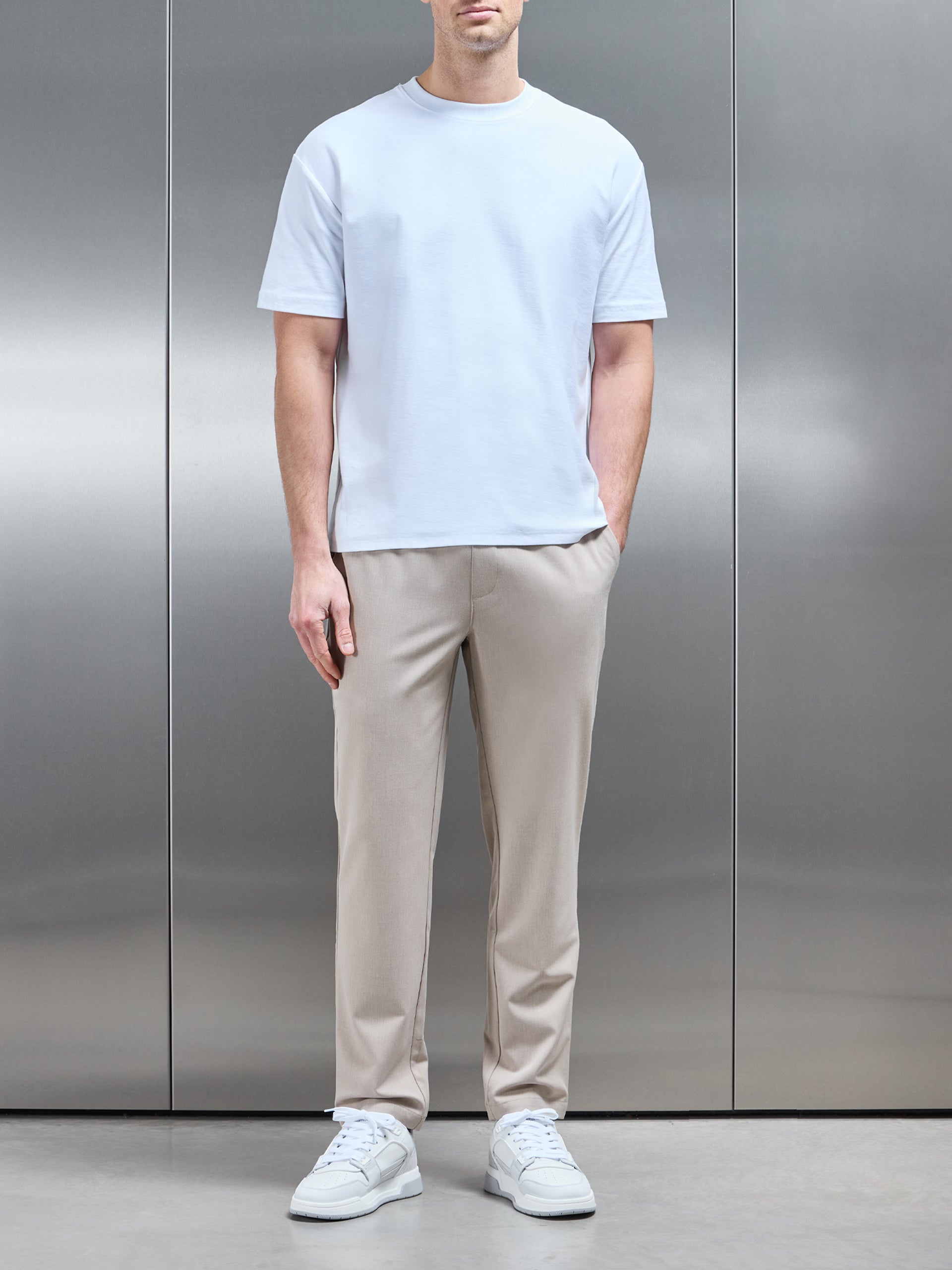 Essential Drawstring Relaxed Trouser in Stone