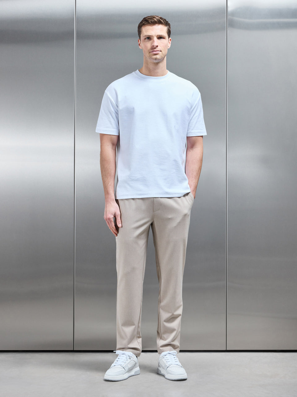 Essential Drawstring Relaxed Trouser in Stone