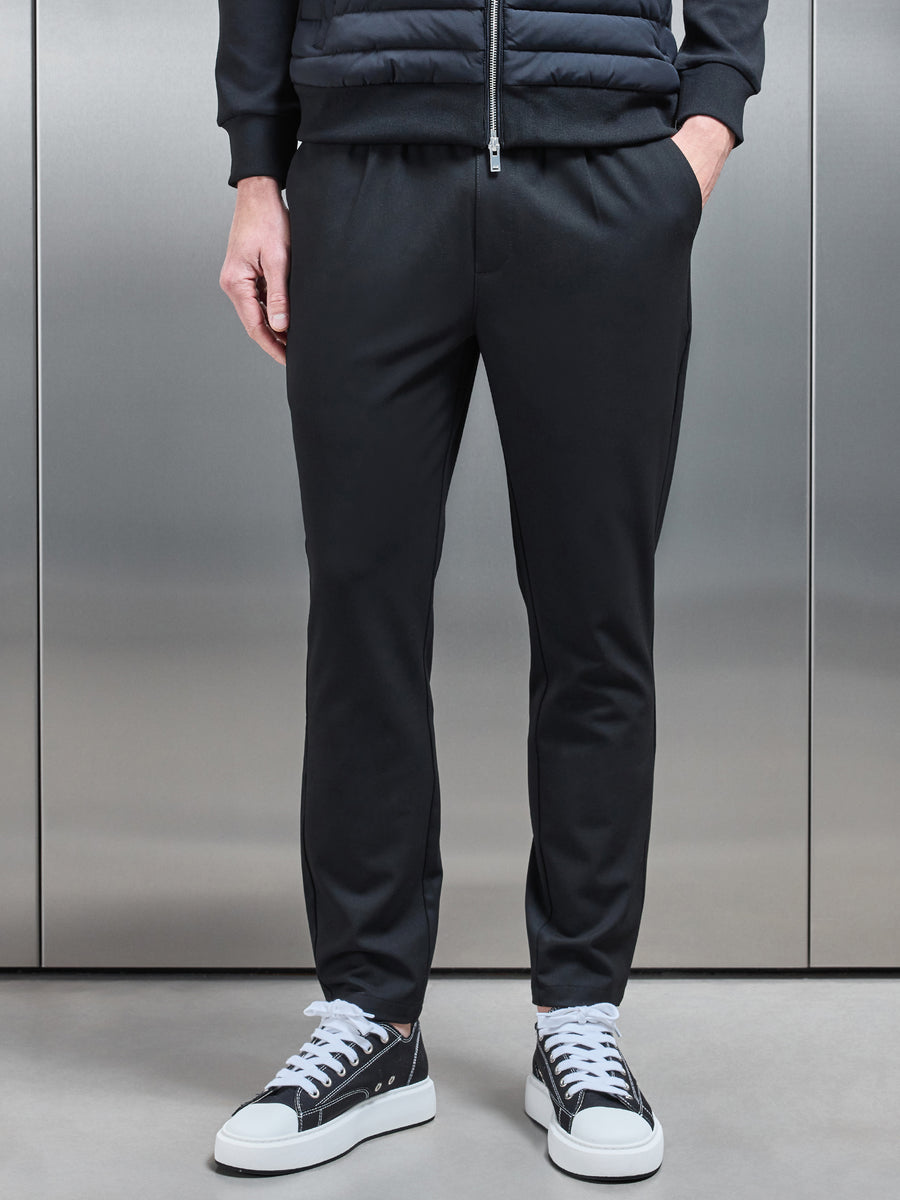 Pleated Drawstring Tailored Trouser in Black