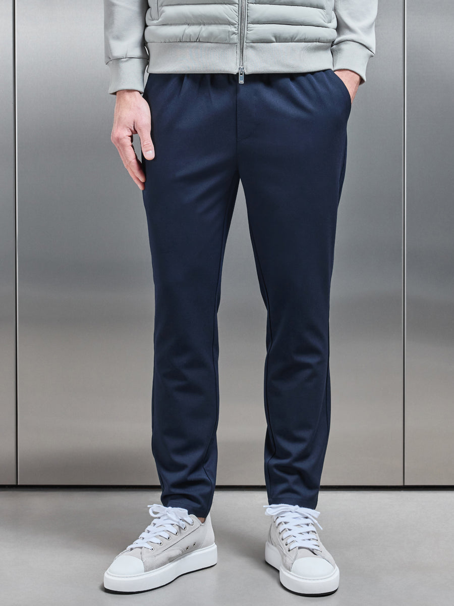 Pleated Drawstring Tailored Trouser in Navy