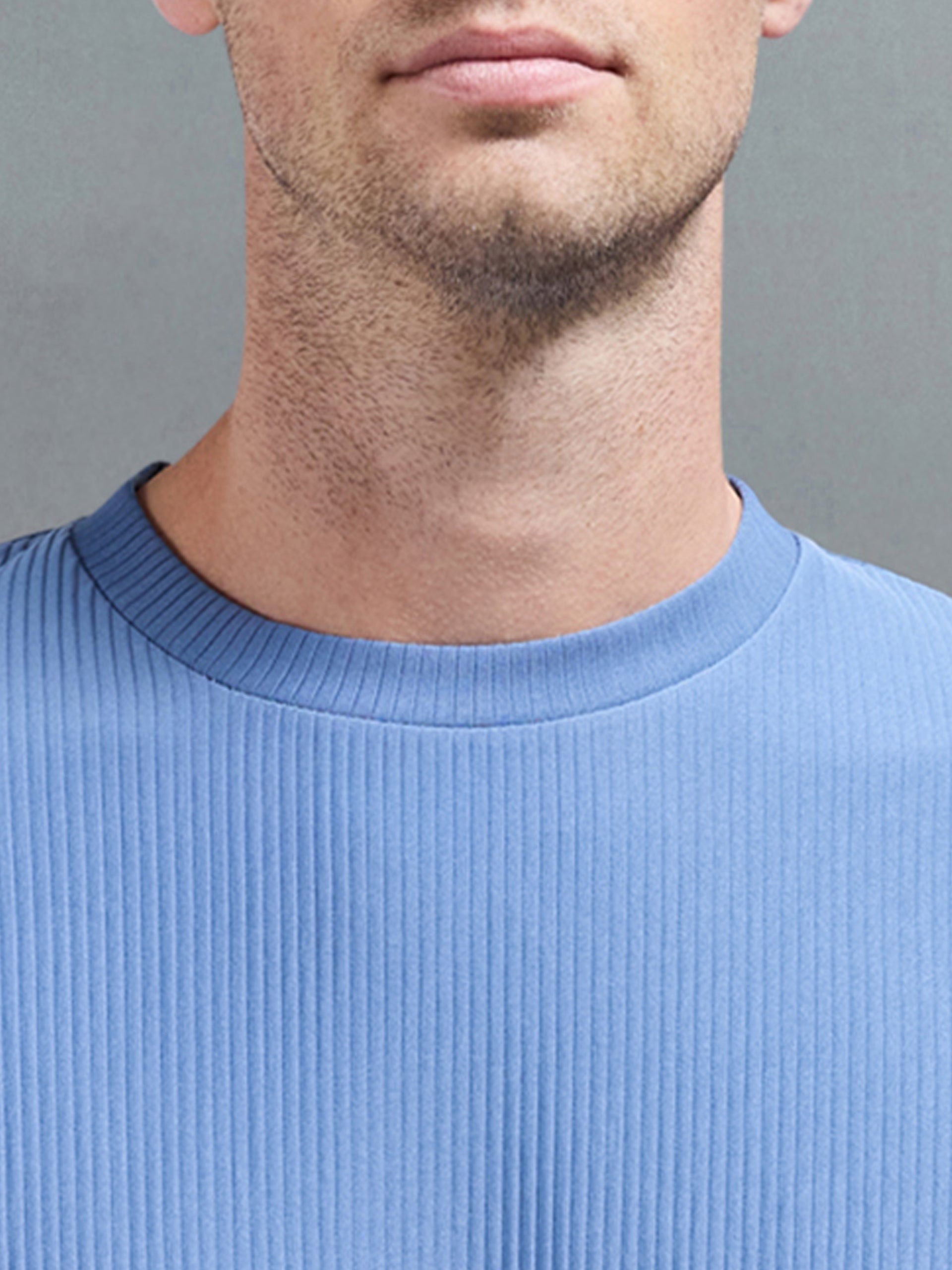 Pleated T-Shirt in Dove Blue