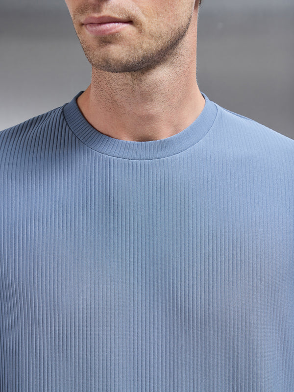 Pleated T-Shirt in Dove Blue