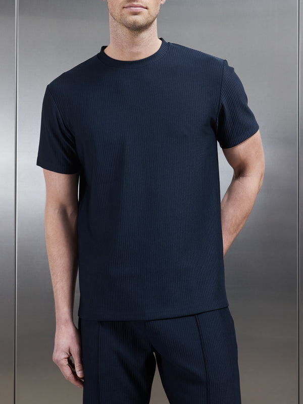 Pleated T-Shirt in Navy