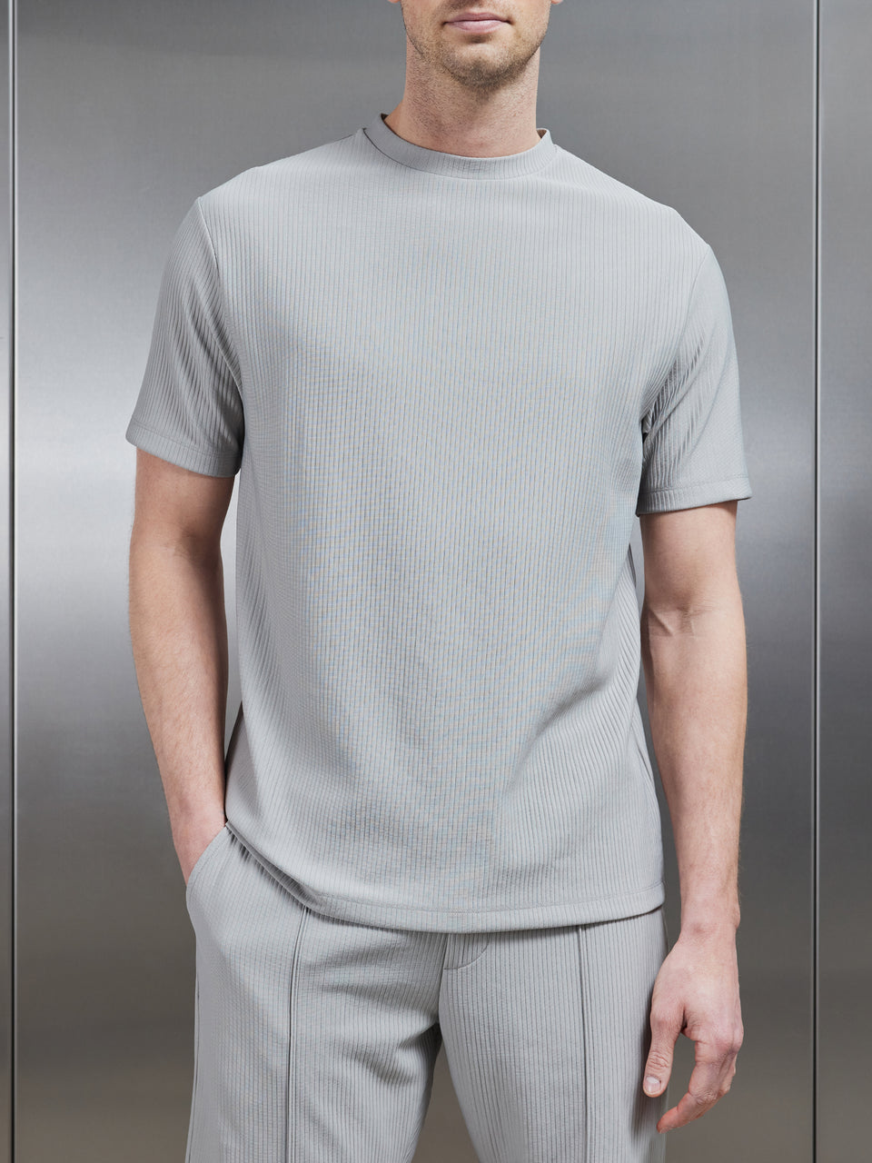 Pleated T-Shirt in Stone