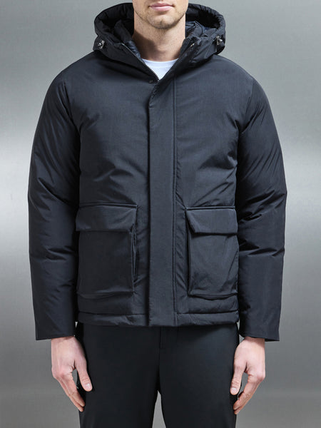 Pocket Puffer Jacket in Black